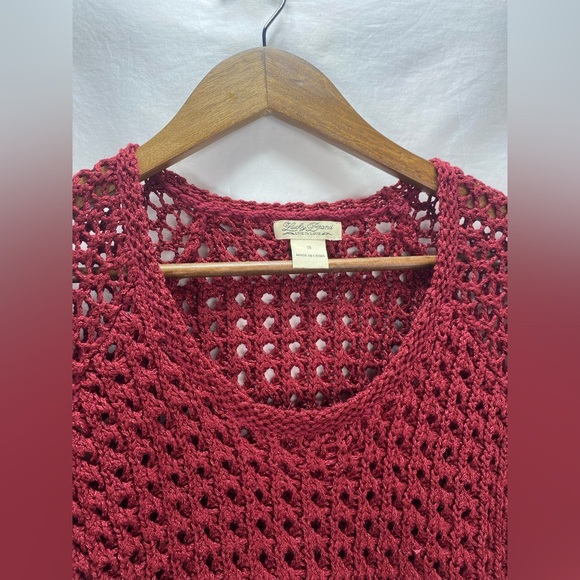 Lucky Brand Marissa Open Knit Sweater Metallic Red Size Small.  Crochet. - Picture 5 of 12